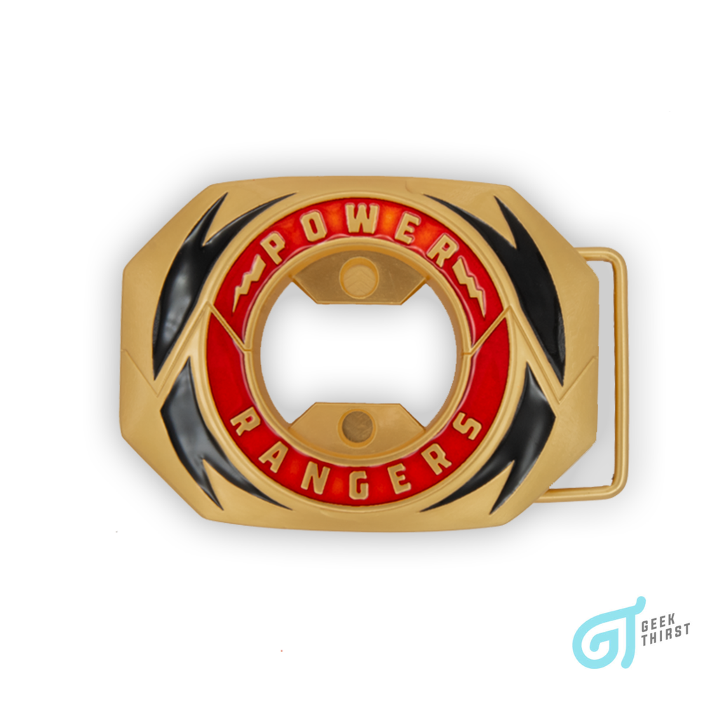 Geek Thirst™ - Morphin' Gold Belt Buckle Bottle Opener with one Power Coin